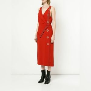 ♨️NWT - DION LEE Folded Crepe Satin Midi Dress gold detailing Size 6